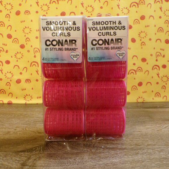 CONAIR Rollers New Smooth & Voluminous Curls 2 Packs of 4 X-Large Self-Grip - Picture 2 of 5